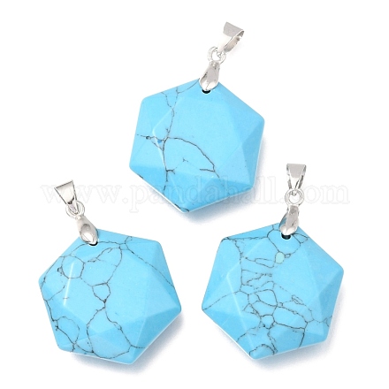 Faceted Synthetic Turquoise Pendants G-F340-03N-1