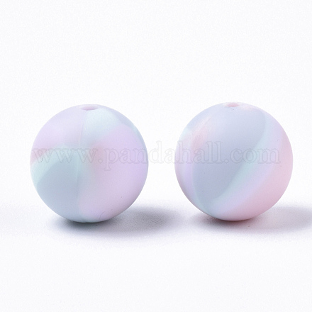 Perles de silicone écologiques de qualité alimentaire tricolores X-SIL-T056-02b-02-1