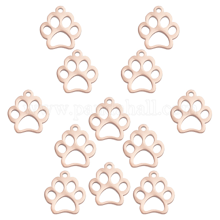 UNICRAFTALE 20Pcs Rose Gold Dog Paw Prints Charms Hypoallergenic Charms 1.5mm Small Hole Stainless Steel Pendants for DIY Jewelry Making STAS-UN0032-63-1