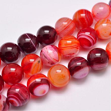 Agata a strisce naturali / fili di perle di agata fasciate G-G962-10mm-06-1