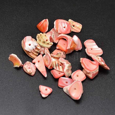 Perles de chips de pépites de coquillages naturels teints BSHE-O007-07C-1