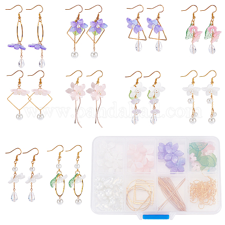 SUNNYCLUE 1 Box 10 Pairs DIY Resin Flower Charms Flowers Charm Pearl Bead Glass Beads Findings Dangle Earring Making Kit for Jewelry Making Kits Starter Beginners Women Earrings Crafts Supplies DIY-SC0020-07-1