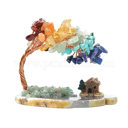 Ornamenti per alberi con pietre preziose da 7 chakra TREE-PW0002-09-1