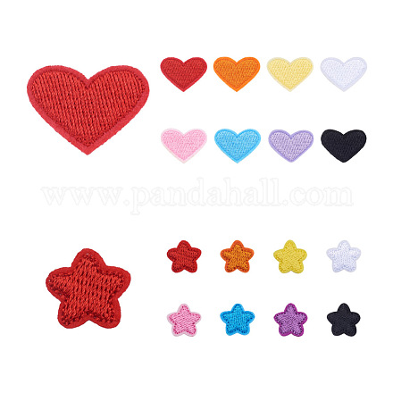 Pandahall Jewelry 80pcs 16 estilo poliéster bordado computarizado tela planchar / coser parches DIY-PJ0001-25-1