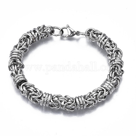 201 bracelet chaîne byzantine en acier inoxydable pour homme femme BJEW-S057-93-1