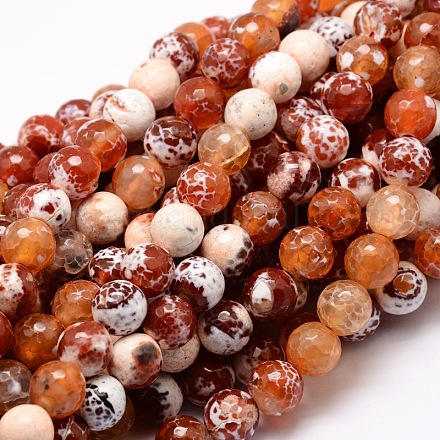 Dyed Natural Agate Faceted Round Beads Strands G-E320C-12mm-06-1