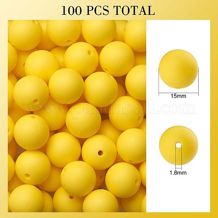 100Pcs Silicone Beads Round Rubber Bead 15MM Loose Spacer Beads for DIY Supplies Jewelry Keychain Making JX448A-1