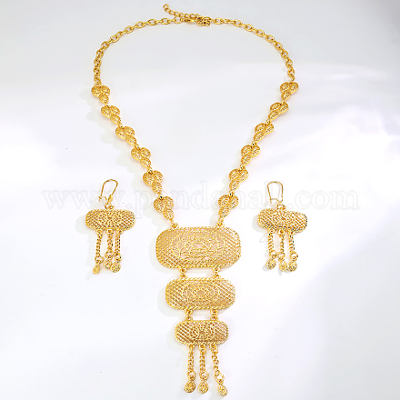 Элегантные модные прямоугольные латунные ожерелья и серьги для женщин HY2703-1