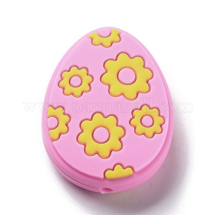 Huevo de pascua con cuentas de silicona de flores SIL-R014-06B-1