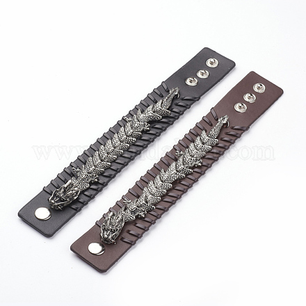 Punk Rock Style Cowhide Leather Rivet Bracelets BJEW-D438-19-1