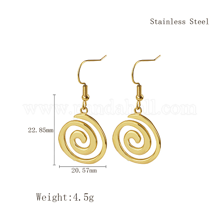 Стильные спиральные серьги-подвески из нержавеющей стали 304 для ежедневного ношения NP0587-4-1