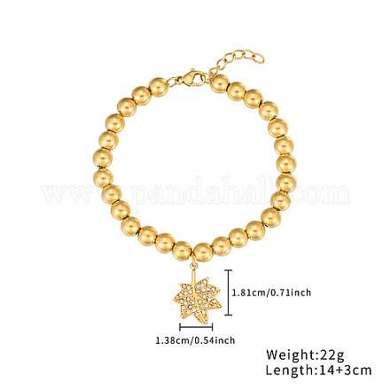 Bracelets de perles en acier inoxydable avec boule de strass en cristal et pendentifs DM8226-2-1