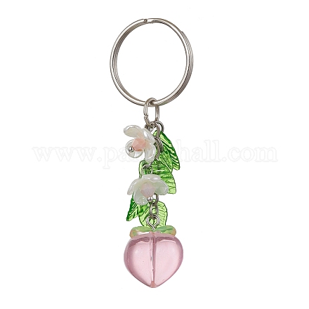 Porte-clés pendentif en acrylique fruits et feuilles KEYC-JKC00680-04-1