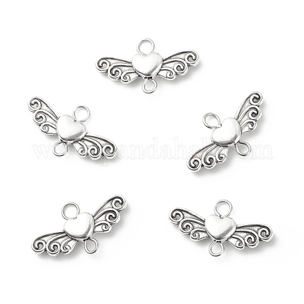 Tibetan Style Alloy Heart with Wing Connector Charms PALLOY-JF01773-1