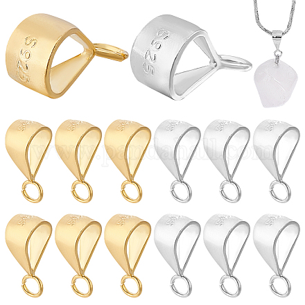 12 шт. 2-х цветные серебряные трубчатые дужки STER-PH0002-32-1