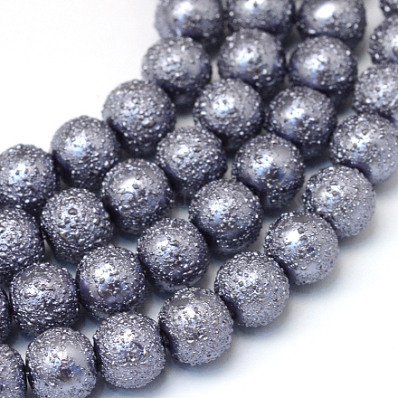 Baking Painted Textured Glass Pearl Round Bead Strands HY-Q002-6mm-49-1