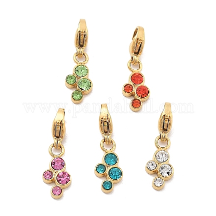 Подвесные украшения из нержавеющей стали 304 со стразами STAS-M092-07G-1