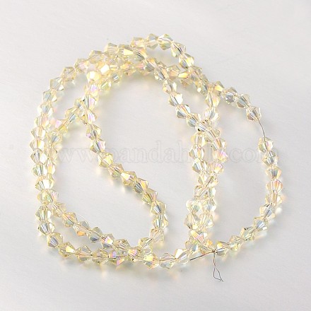 Sfaccettate perle di vetro bicone fili EGLA-P017-4mm-14-1