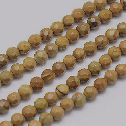 Chapelets de perles en pierre en bois naturel G-G545-20-1