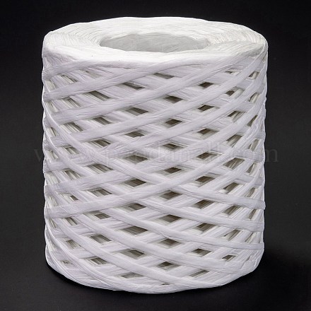 ラフィアリボン  梱包紙ひも  ギフト包装用  パーティーの装飾  クラフト織り  ホワイト  3~4mm  約200m /ロール OCOR-I012-A24-1