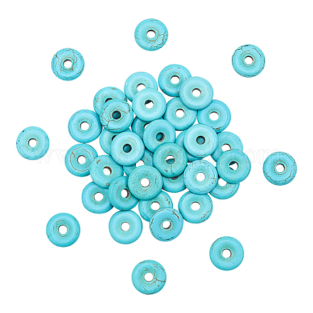 NBEADS About 50 Pcs Natural Donut Gemstone Charms TURQ-NB0001-11-1