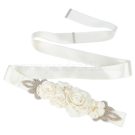 Fiore di strass con cintura da sposa in finta perla in abs AJEW-WH0348-119B-1