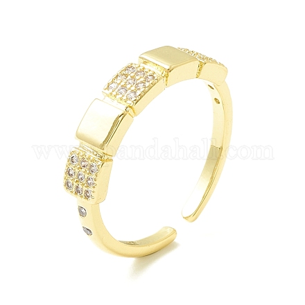 Clear Cubic Zirconia Square Open Cuff Ring for Women ZIRC-P096-27G-1