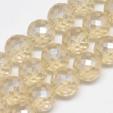 Electroplate Glass Beads Strands EGLA-Q086-12mm-06-1