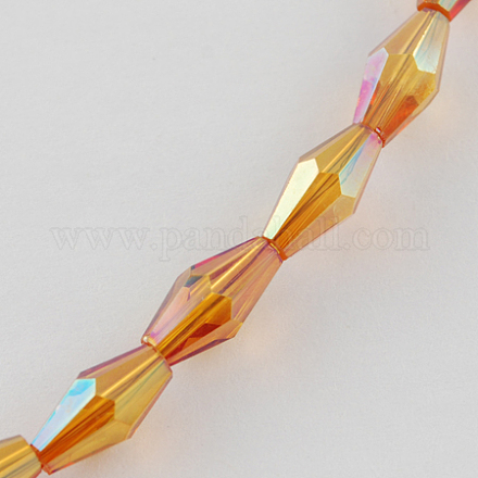 Electroplate Glass Beads Strands EGLA-R021-6x12mm-03-1