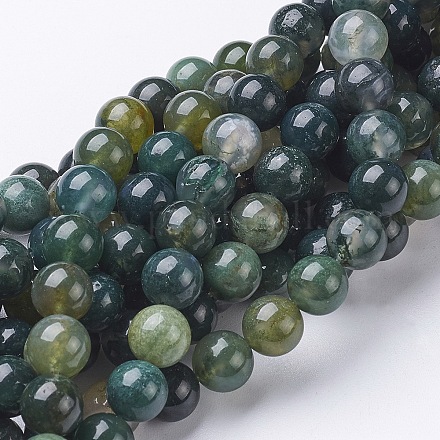 Natural Moss Agate Beads Strands GSR001-1