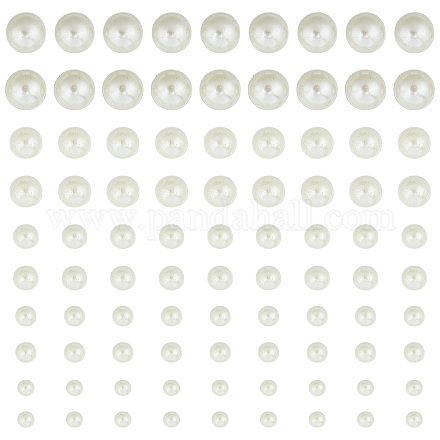 Gorgecraft abs プラスチック模造パールカボション  水転写  半円  乳白色  4~10mm  カード：10x20センチメートル OACR-GF0001-01-1