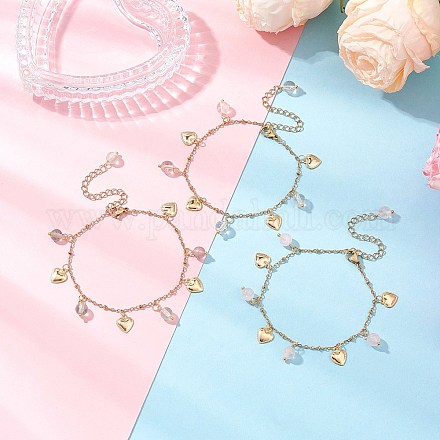 3 шт. браслеты с круглыми бусинами из натурального флюорита BJEW-JB12029-1