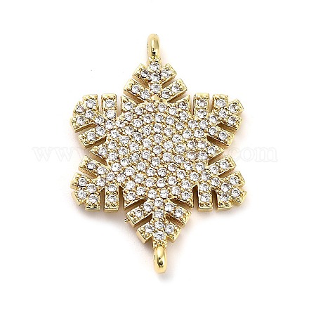Подвески-соединители из латунных микро-паве из прозрачных кубических цирконий в форме снежинки KK-L229-078G-1