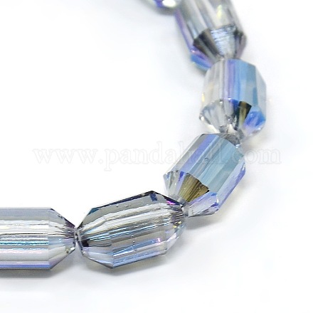 Faceted Half Rainbow Color Plated Glass Bicone Beads EGLA-F081-A01-1