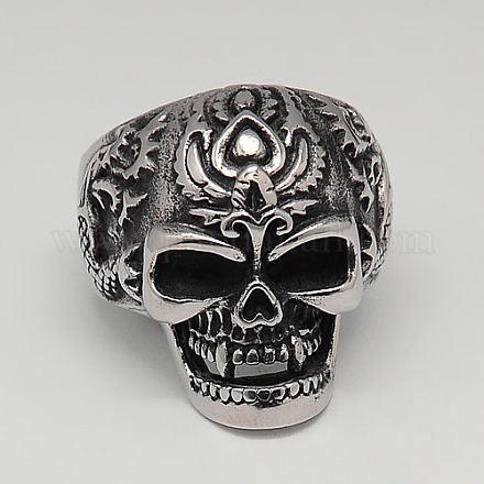 Halloween 304 Stainless Steel Skull Rings RJEW-F006-283-21mm-1