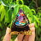 Orgonite Pyramid Resin Energy Generators, Natural Amethyst & Obsidian Chips Inside for Home Office Desk Decoration, 50mm
