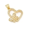 Brass Micro Pave Cubic Zirconia Pendants, Heart, Lead Free & Cadmium Free, Long-Lasting Plated, Rack Plating, Real 18K Gold Plated, 19x17.5x4.5mm, Hole: 5x3.5mm