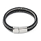 Braided Microfiber Leather Cord Bracelets, with 304 Stainless Steel Magnetic Clasps, Stainless Steel Color, 8-3/8 inch(21.4cm)