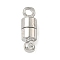 Column Brass Magnetic Clasps, with Loops, Nickel Free, Real Platinum Plated, 11x4mm, Hole: 1.5mm