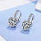 Brass Cubic Zirconia Clip-on Earrings, Heart, Platinum, Clear, 16x7mm