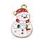 Alloy Enamel Pendants, Christmas Themes Charms, Golden, Snowman, 25.5x15x1.2mm, Hole: 2mm