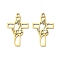 201 Stainless Steel Pendants, Cross with Praying Hands Charm, Real 18K Gold Plated, 21x13x1mm, Hole: 1.2mm
