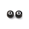 8 Ball 304 Stainless Steel Enamel Beads, Ion Plating(IP), Real 18K Gold Plated, Rondelle, Black, 7x6.5x6.5mm, Hole: 1.6mm