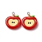 Opaque Resin Pendants, Apple, with Platinum Tone Iron Loop, Red, 24.5x21x5.8mm, Hole: 2mm