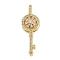 Brass Micro Pave Clear Cubic Zirconia Pendnats, Rotatable Pendnats, Key, Cadmium Free & Lead Free, Long-Lasting Plated, Real 18K Gold Plated, Clear, 38x13.5x7.5mm, Hole: 2.5x5.5mm