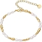 Oval Brass Beaded Bracelets for Women, with Plastic Pearl, Golden, 6-1/4 inch(16cm)
