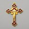 Zinc Alloy Enamel Pendants, Crucifix Cross Charm, Golden, Red, 53.5x36x2.5mm, Hole: 1.8mm