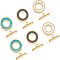 304 Stainless Steel Toggle Clasps, with Enamel, Ring, Golden, Mixed Color, Ring: 19.5x2mm, Inner Diameter: 10mm, Bar: 21x7x3mm, Hole: 2mm, 3 colors, 2sets/color, 6sets/box
