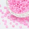 6/0 Glass Seed Beads, Ceylon, Round, Pink, 4mm, Hole: 1.5mm, about 1600pcs/bag