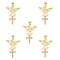 5Pcs Brass Micro Pave Clear Cubic Zirconia Pendants, Nickel Free, Eagle with Cross, Real 18K Gold Plated, 29.5x21x3mm, Hole: 3x5mm